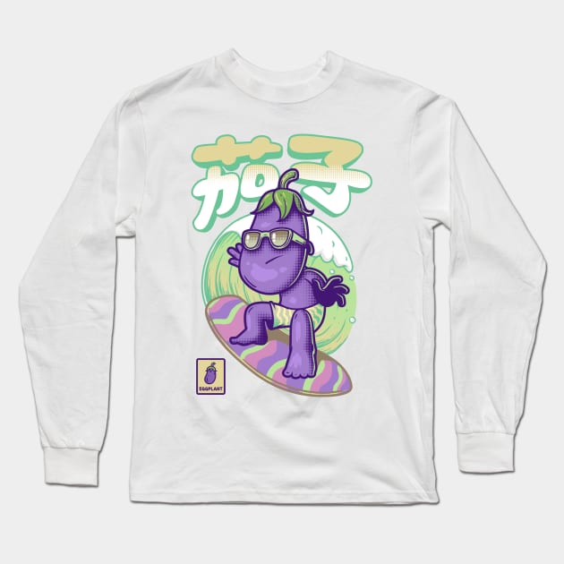 Eggplant Surfer Long Sleeve T-Shirt by wehkid